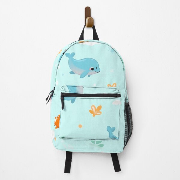 Item preview, Seamless Cute Cartoon Sea Creatures Pattern with Dolphins, Clownfish, Jellyfish & Turtles on Aqua Background designed and sold by skysshobu.