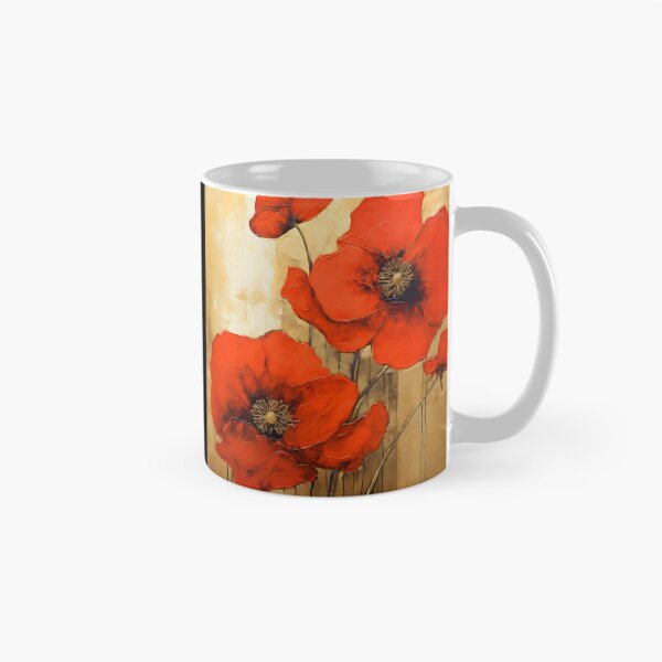 Item preview, Long Stem Red Poppies On Elegant Golden Background designed and sold by DEC02.
