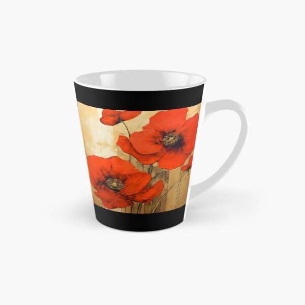Item preview, Long Stem Red Poppies On Elegant Golden Background designed and sold by DEC02.