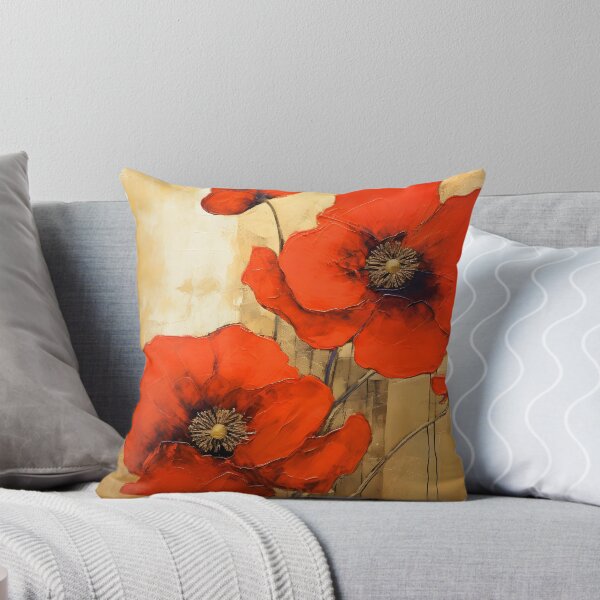 Item preview, Long Stem Red Poppies On Elegant Golden Background designed and sold by DEC02.