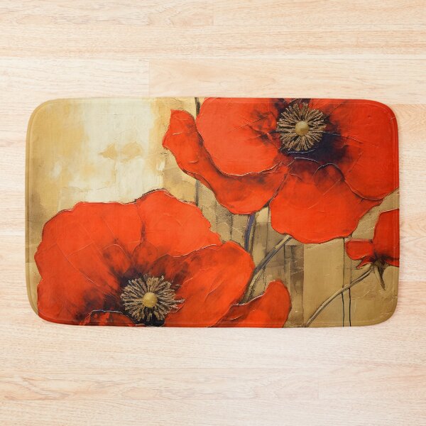 Item preview, Long Stem Red Poppies On Elegant Golden Background designed and sold by DEC02.