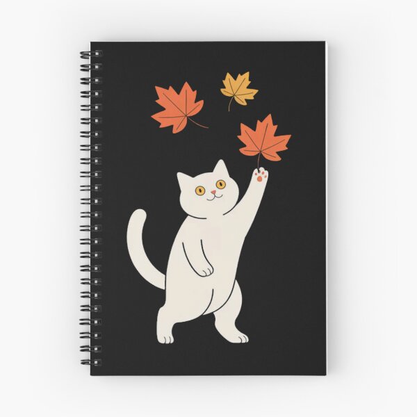 Item preview, Cute White Cat Catching Leaves Autumn Fall Aesthetic designed and sold by Vastingan.