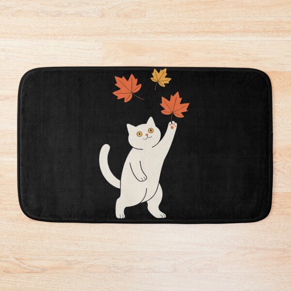 Item preview, Cute White Cat Catching Leaves Autumn Fall Aesthetic designed and sold by Vastingan.