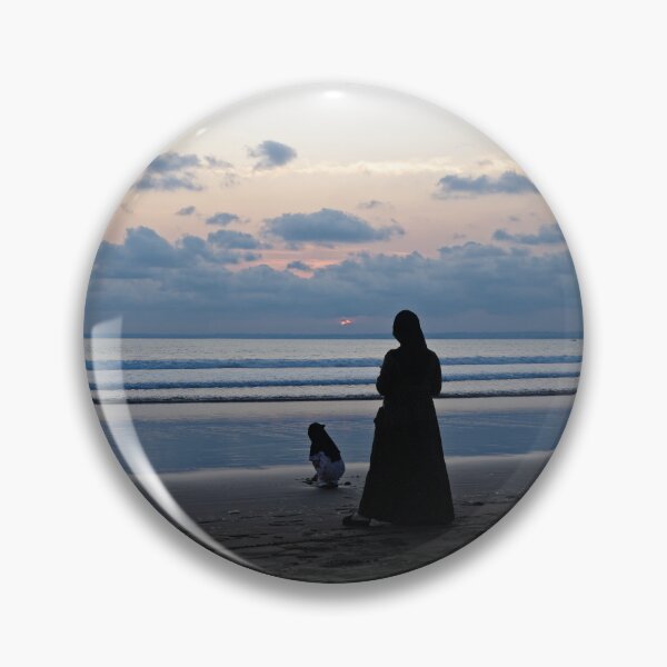 Item preview, Mother and child facing the waves at dusk in Pangandaran designed and sold by franck380.