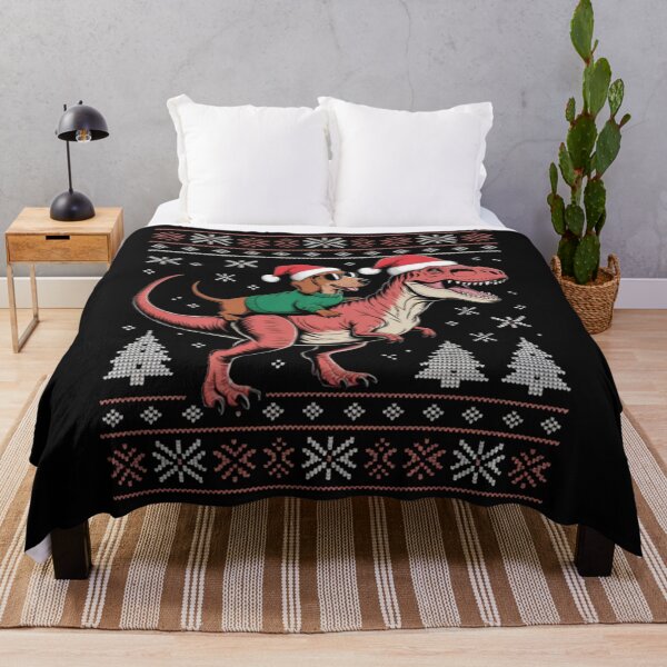 Item preview, Dachshund Riding t rex Dinosaur Ugly Christmas designed and sold by Vastingan.