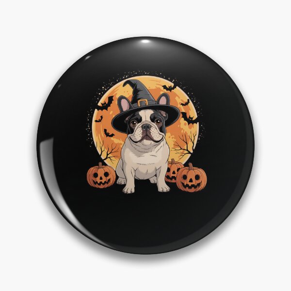 Artikelvorschau, Französische Bulldogge Frenchie Hund Whitch Hut Halloween Kürbis entworfen und verkauft von LeeEvans222.
