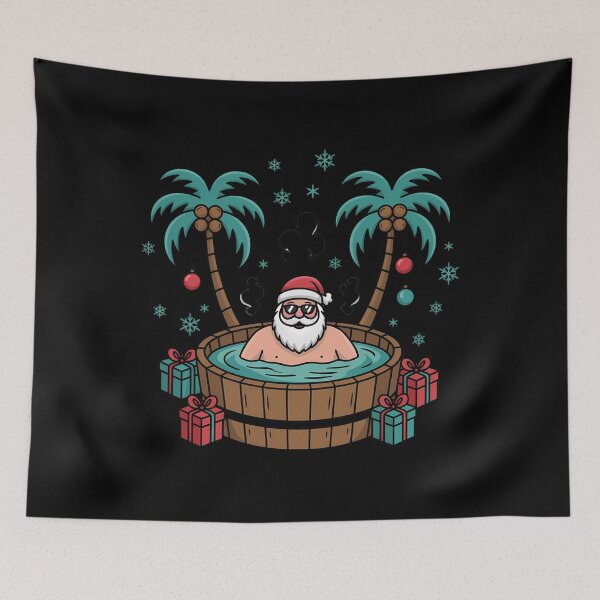 Item preview, Fun Tropical Santa Hot Tub Christmas Holiday Palm Tree Scene designed and sold by LeeEvans222.