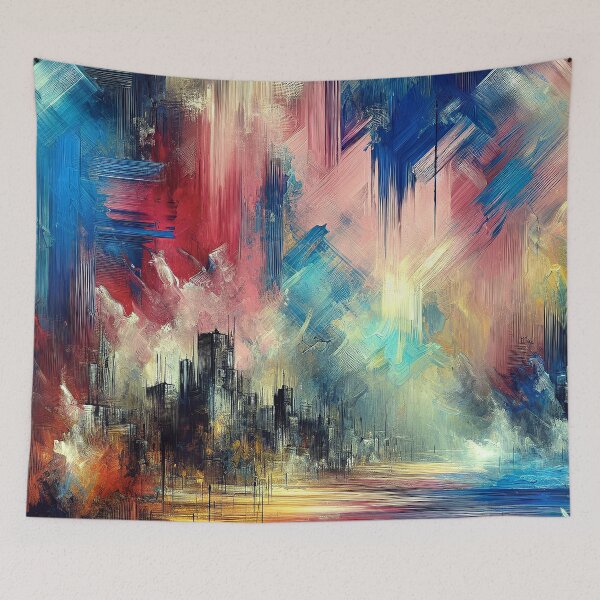 Item preview, Fantasy Futuristic Techno Cyberpunk City Vibrant Abstract Art designed and sold by DEC02.