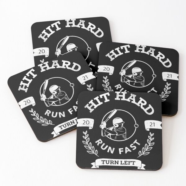 Item preview, Hit Hard Run Fast Turn Left Baseball Mlb Sports Bat Pitcher Catcher Hitter designed and sold by ReneMeye1.
