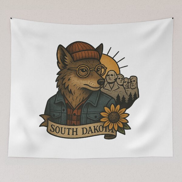 Item preview, South Dakota State Coyote Vintage Tattoo Style | Nifty Fifty Collection designed and sold by Zippitydodads.