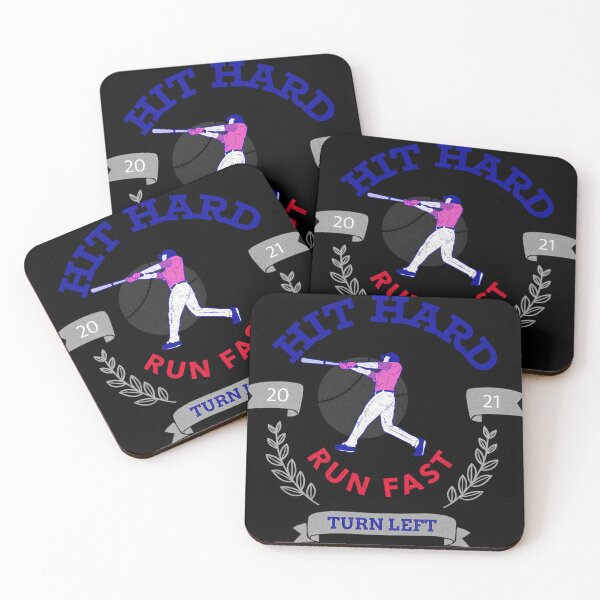 Item preview,  Hit Hard Run Fast Turn Left Baseball Mlb Sports Bat Pitcher Catcher Hitter designed and sold by ReneMeye1.