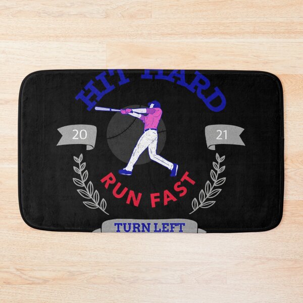 Item preview,  Hit Hard Run Fast Turn Left Baseball Mlb Sports Bat Pitcher Catcher Hitter designed and sold by ReneMeye1.