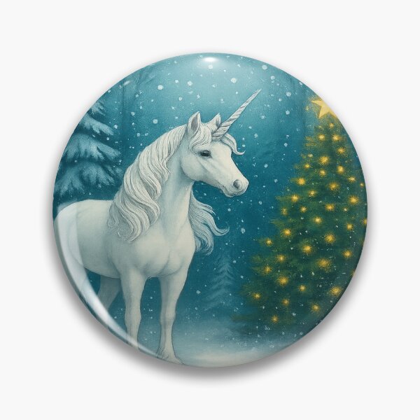 Item preview, Magical Unicorn in Winter Forest – Fantasy & Holiday Artwork designed and sold by FluffyCreative.