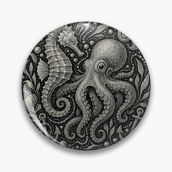 Item preview, Octopus Seahorse Shells Nautical Pattern designed and sold by EdvvinStudios.
