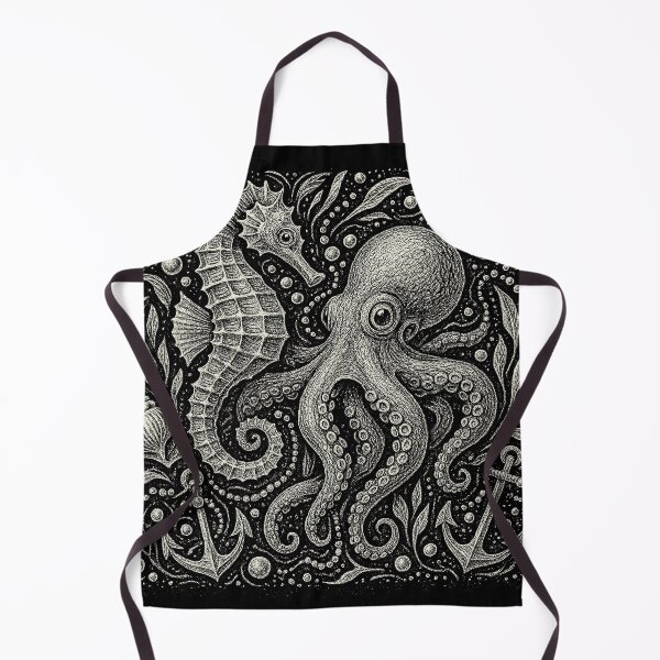 Item preview, Octopus Seahorse Shells Nautical Pattern designed and sold by EdvvinStudios.