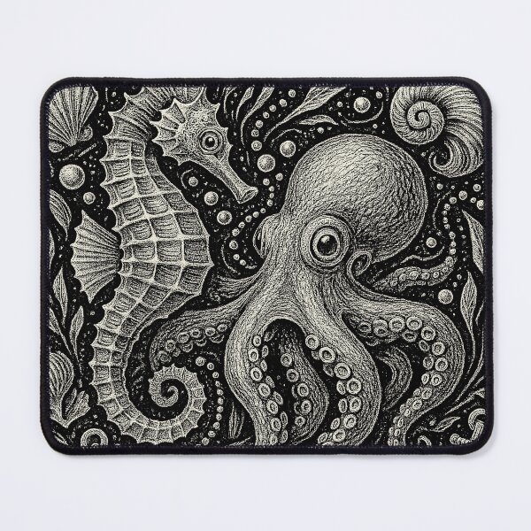Item preview, Octopus Seahorse Shells Nautical Pattern designed and sold by EdvvinStudios.