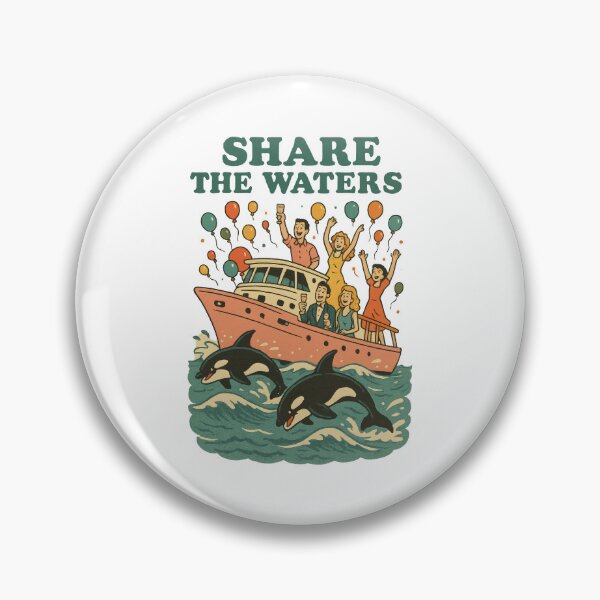 Item preview, Share the Waters - Retro Boat Party with Orcas Ocean Conservation Design designed and sold by inkoutninja.