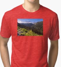 Scenic view of Mt Rainier in National Park WA State on a sunny day Tri-blend T-Shirt