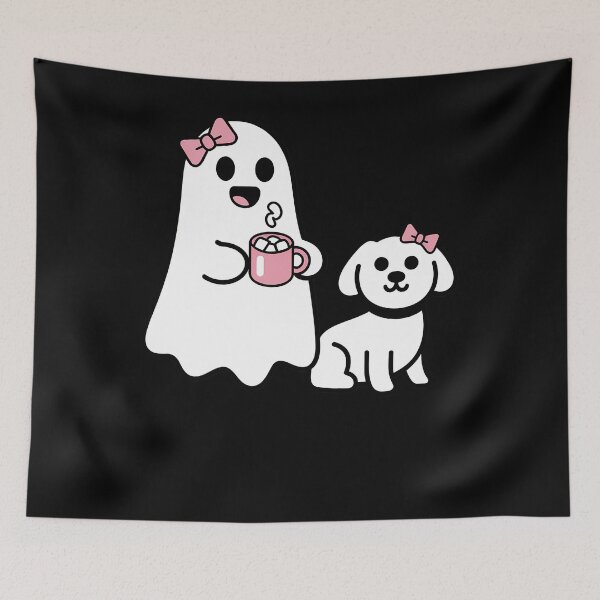 Item preview, Funny Ghost Walking Dog Spooky Season Halloween Coquette designed and sold by JulienAureo.