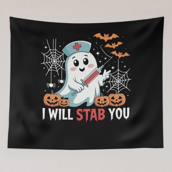 Item preview, Funny Halloween Nurse I Will Stab You Ghost Men Women designed and sold by JulienAureo.