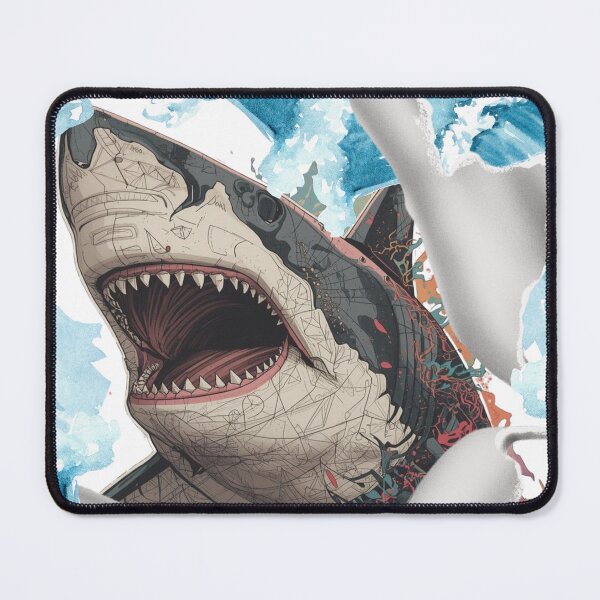 Item preview, Angry Great White Shark Breaking Through Paper Art designed and sold by Mohamed  Ramadan.