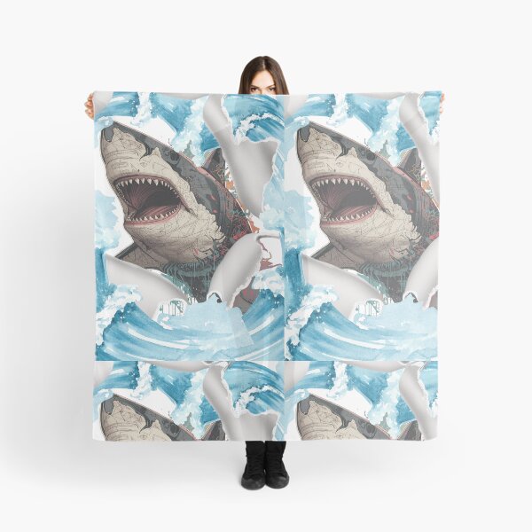 Item preview, Angry Great White Shark Breaking Through Paper Art designed and sold by Mohamed Ramadan.