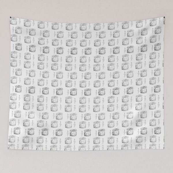 Item preview, Black and white sketching coffee pattern designed and sold by Mariecobiz.