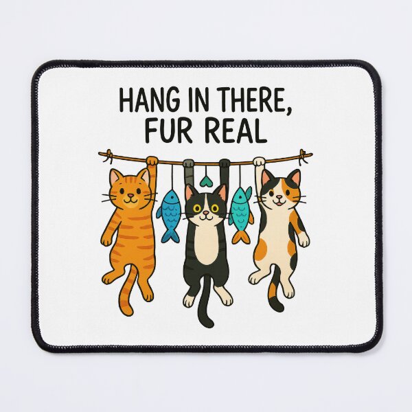 Item preview, Hang in There Fur Real - Funny Cat Pun Encouragement Design with Cute Kittens designed and sold by inkoutninja.