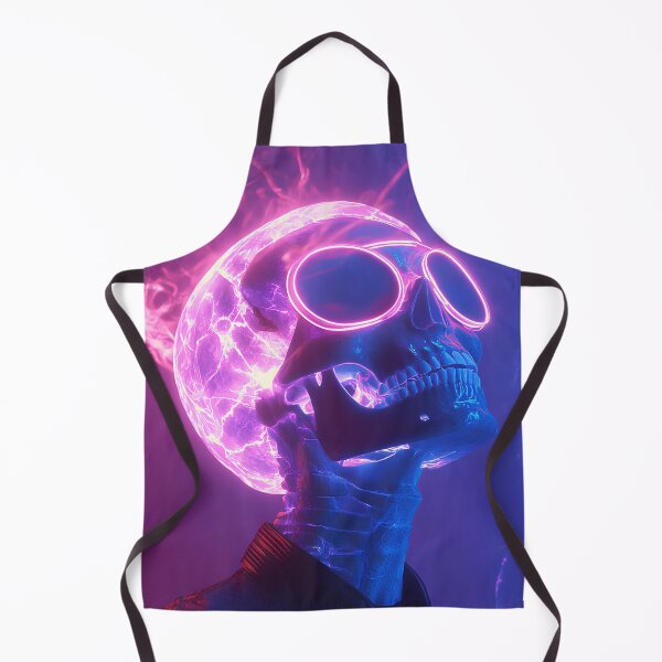Item preview, futuristic neon skull with glowing glasses in cyberpunk atmosphere designed and sold by Cute-huh.