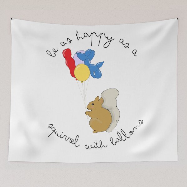 Item preview, Happy squirrel with balloons designed and sold by TaraPen.