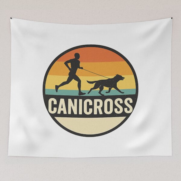 Item preview, Canicross  Retro Vintage Logo With Runner And Dog Silhouette designed and sold by Claudineaelchi.