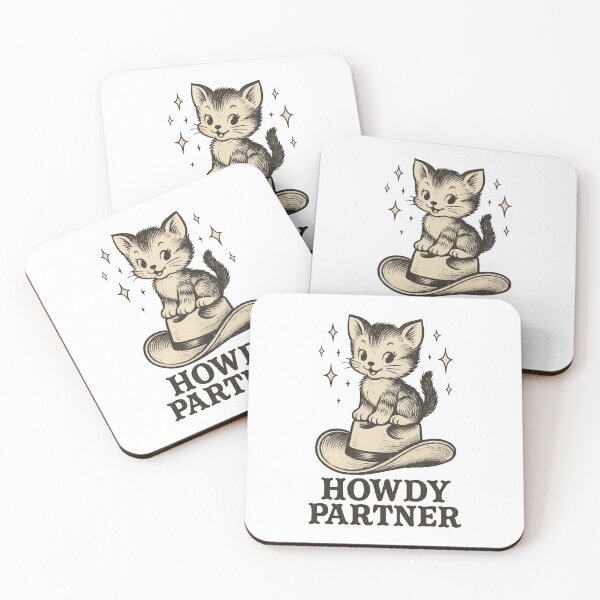 Item preview, Howdy Partner - Vintage Cowboy Cat Western Retro Cute Design designed and sold by inkoutninja.