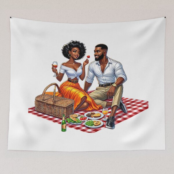 Item preview, Romantic Picnic Date Couple Illustration designed and sold by Lulunza.