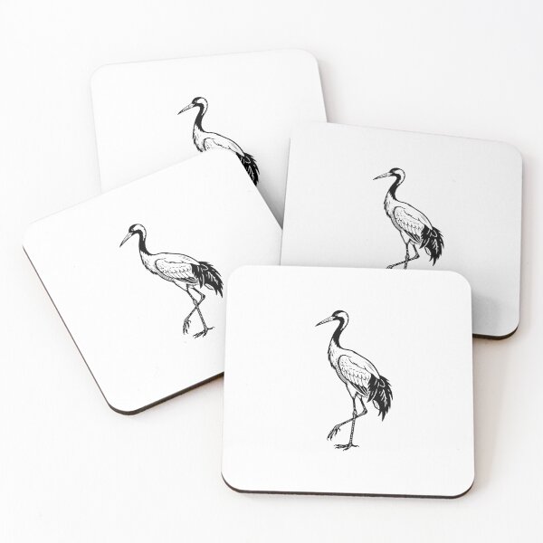 Item preview, Oriental White Stork Silhouette Art | Minimalist Black and White Bird Design designed and sold by JollyCritters.