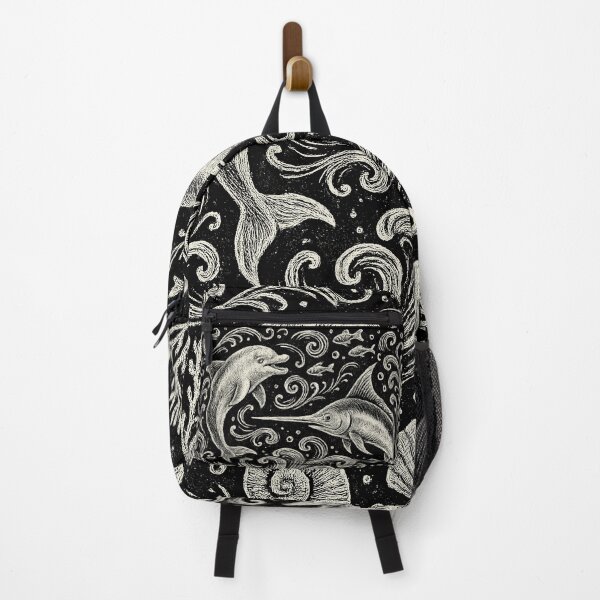 Item preview, Dolphin Swordfish Ocean Waves Vintage Doodle designed and sold by EdvvinStudios.