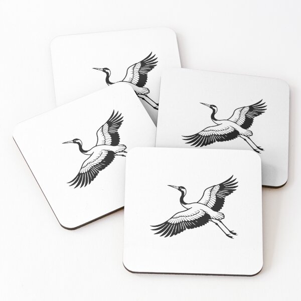 Item preview, Oriental White Stork Silhouette Art | Minimalist Black and White Bird Design designed and sold by JollyCritters.