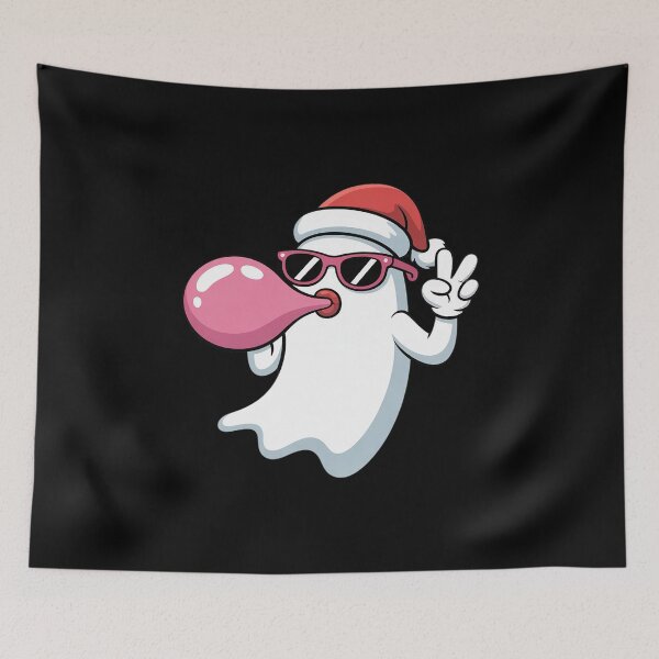 Item preview, Pink Ghost Santa Hat Blowing Bubble Gum Funny Spooky designed and sold by Idarmotar.