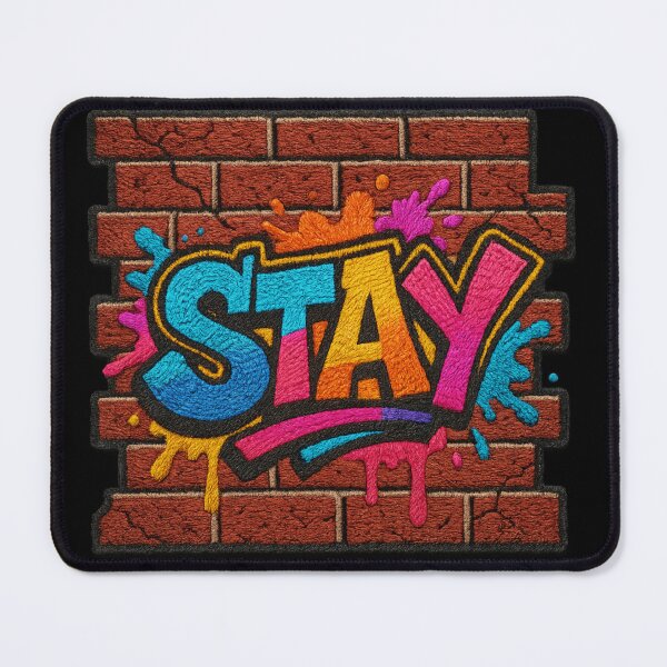 Item preview, Embroidered graffiti “STAY” urban art designed and sold by Ahau Designs.