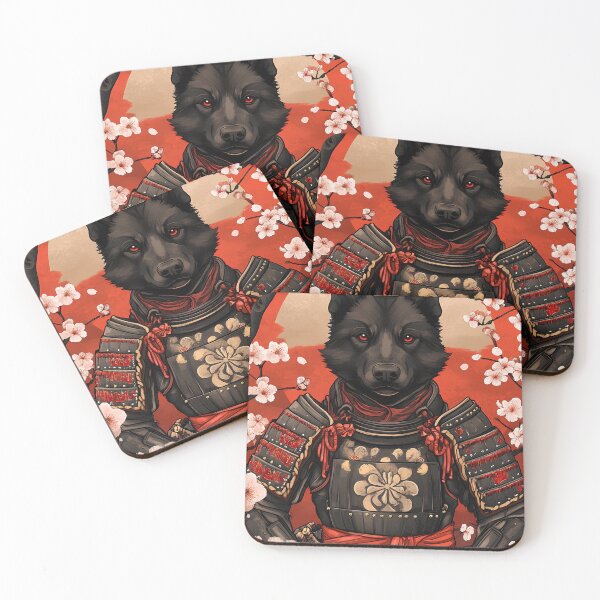 Item preview, samurai wolf warrior with cherry blossoms and rising sun designed and sold by Cute-huh.