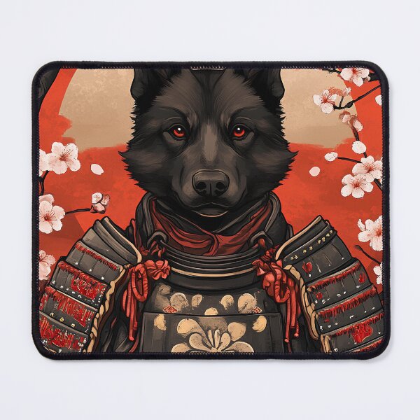 Item preview, samurai wolf warrior with cherry blossoms and rising sun designed and sold by Cute-huh.