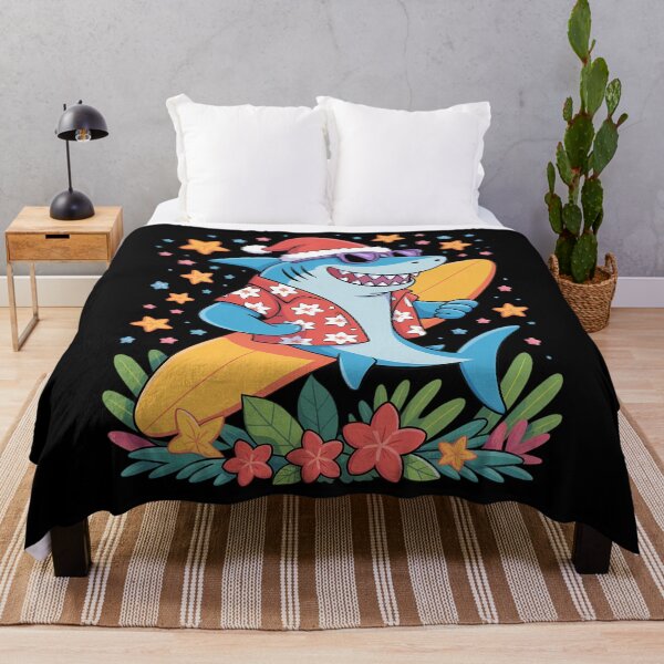 Item preview, Funny Shark Hawaiian Summer Surfing Shark Christmas in July designed and sold by tabdejinti.