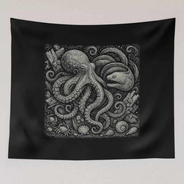 Item preview, Octopus Moray Eel Shipwreck Ocean Doodle designed and sold by EdvvinStudios.