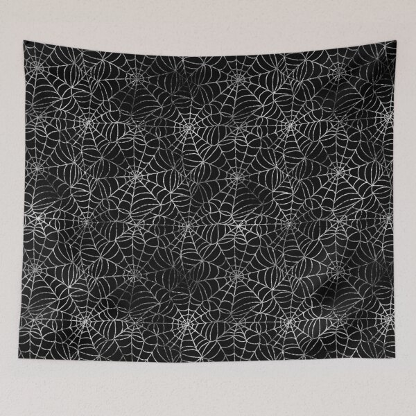 Item preview, Spooky Spider Webs Halloween Pattern - Dark Wall Tapestry Design designed and sold by FestivityFinds.