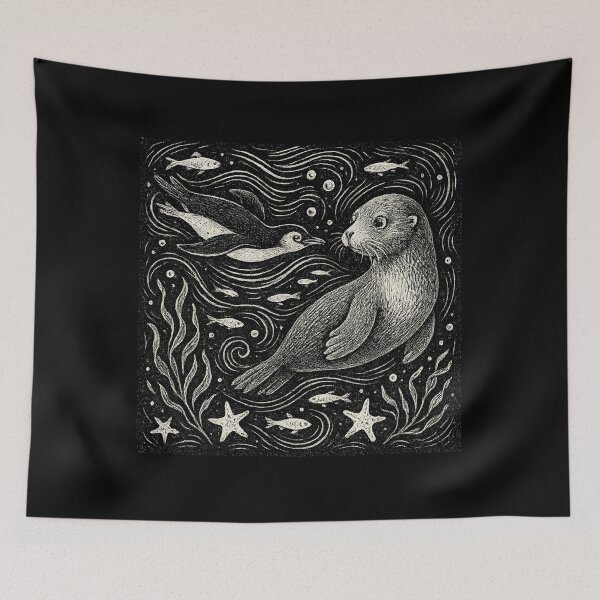 Item preview, Seal And Penguins Underwater Ocean Life designed and sold by EdvvinStudios.
