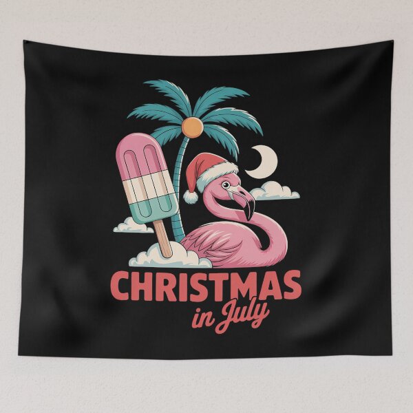 Item preview, Funny Tropical Flamingo in Santa Hat Christmas in July designed and sold by ticlitule.