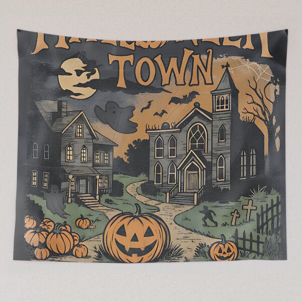 Item preview, Haunted Pumpkin Village – Spooky Ghost Town Halloween Design designed and sold by GeorgePaynea.