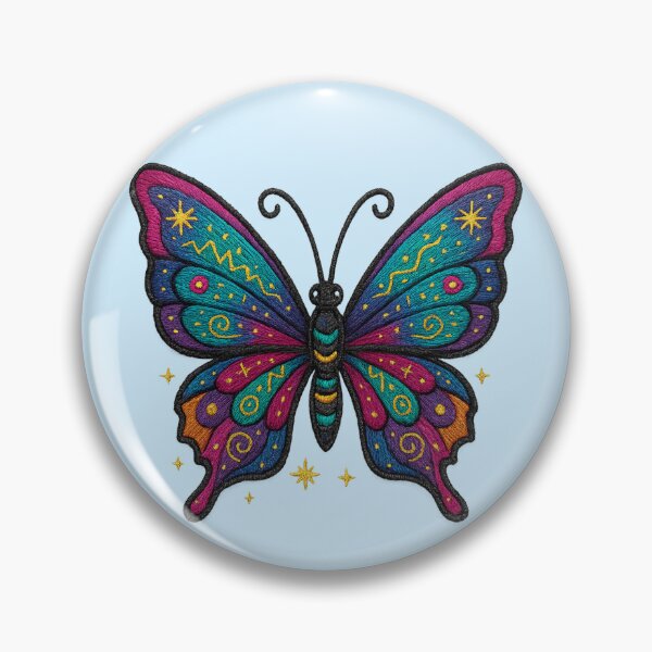 Aperçu de l'œuvre Papillon brodé coloré dans un style mystique créée et vendue par Ahau Designs.