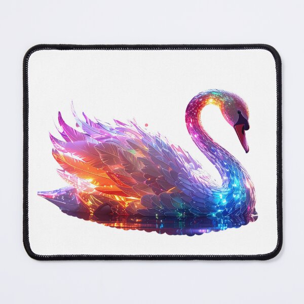 Item preview, Glowing Iridescent Swan on Water – Magical Fantasy Animal Art for Nature Lovers designed and sold by GloriousArtSKD.