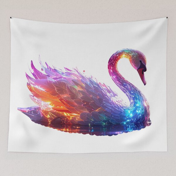 Item preview, Glowing Iridescent Swan on Water – Magical Fantasy Animal Art for Nature Lovers designed and sold by GloriousArtSKD.