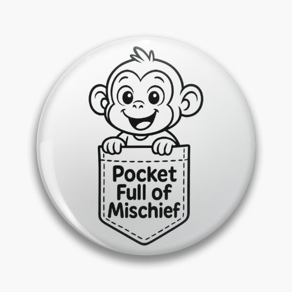 Item preview, Pocket Full of Mischief - Cute Monkey Funny Kids and Baby Design designed and sold by inkoutninja.